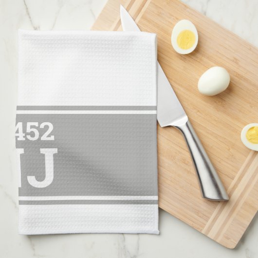 Aangepaste postcode & staat housewarming gift grij theedoek (Quarter Fold)