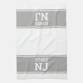 Aangepaste postcode & staat housewarming gift grij theedoek (Verticaal)