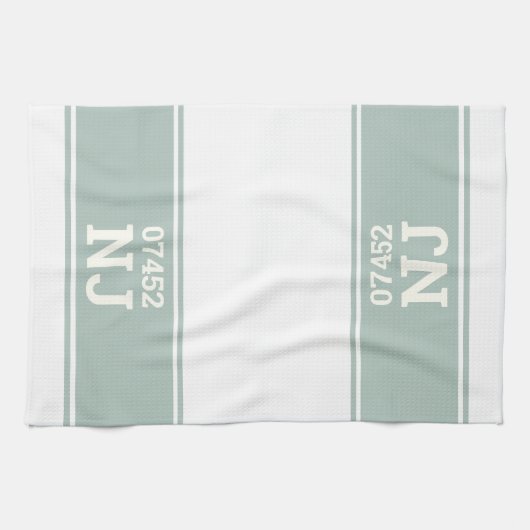 Aangepaste postcode & staat Housewarming Gift Groe Theedoek (Horizontaal)