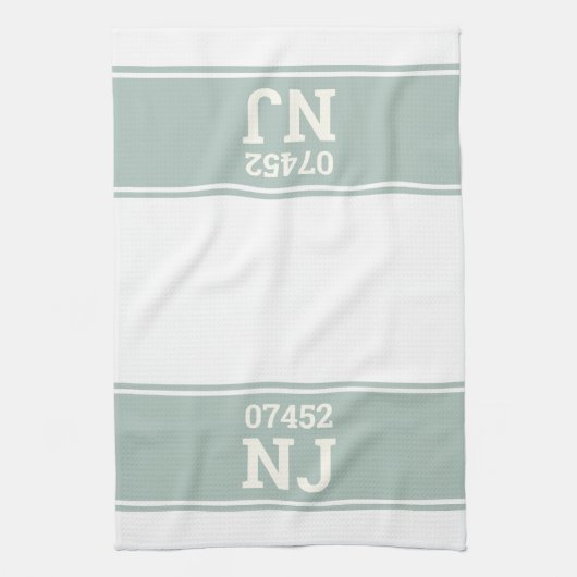 Aangepaste postcode & staat Housewarming Gift Groe Theedoek (Verticaal)