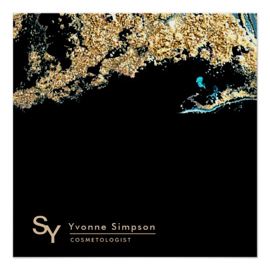 Aangepaste POSTER BORD Teal Goud Zwart Modern Sjab (Voorkant)