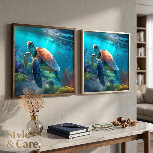 Aangepaste Poster met Zee Schildpad Afbeelding - K