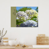 Aangepaste Posters Blauwe Hortensia Bloemen kunstu (Keuken)
