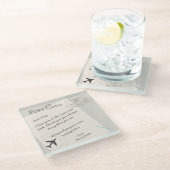 Aangepaste postkaart persoonlijke liefdesnotitie glazen onderzetter (Schuin)