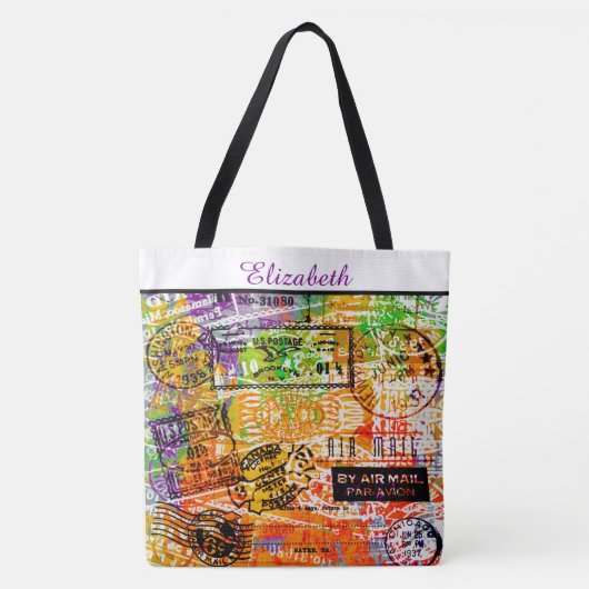Aangepaste postmarkcollage tote bag (Voorkant)