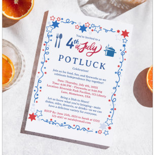 Aangepaste potluck-uitnodiging voor 4 juli kaart