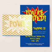 Aangepaste "POW!" Verjaardagsfeestje voor superhel Folie Kaarten (Display)
