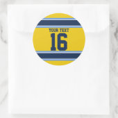 Aangepaste powder Blue- en Gold-sportstrips Ronde Sticker (Tas)