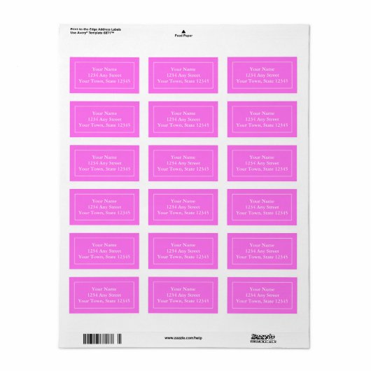 Aangepaste pre-geadresseerde Roze & Wit Mailing La Etiket (Full Sheet)
