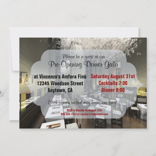 Aangepaste pre-/Grand Opening Restaurant nodigt ui Kaart (Voorkant)