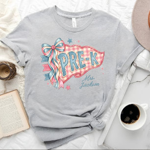 Aangepaste Pre-K Juf Naam Wimpel Vlag voor Leraar T-shirt