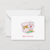 Aangepaste Pre Kleuterschool Roze Dot Notitieboek  Notitiekaartje (Voorkant)