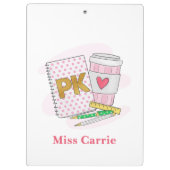 Aangepaste Pre Kleuterschool Roze Dot Wit Boek Kof Klembord (Achterkant)