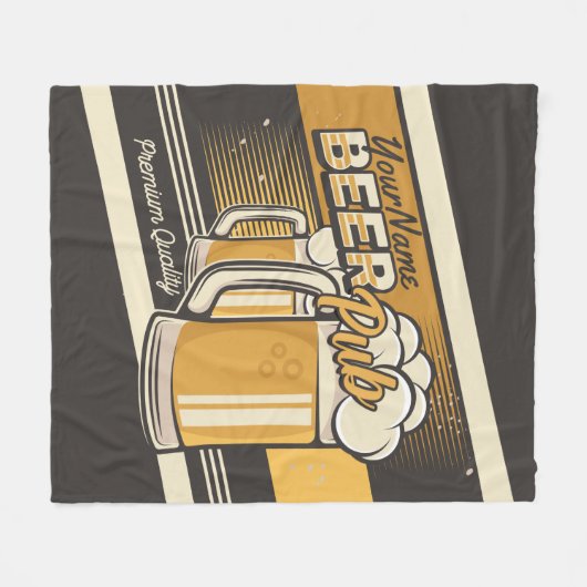 Aangepaste Premium - Mok voor koude bier - Pub Bar Fleece Deken (Voorkant (Horizontaal))