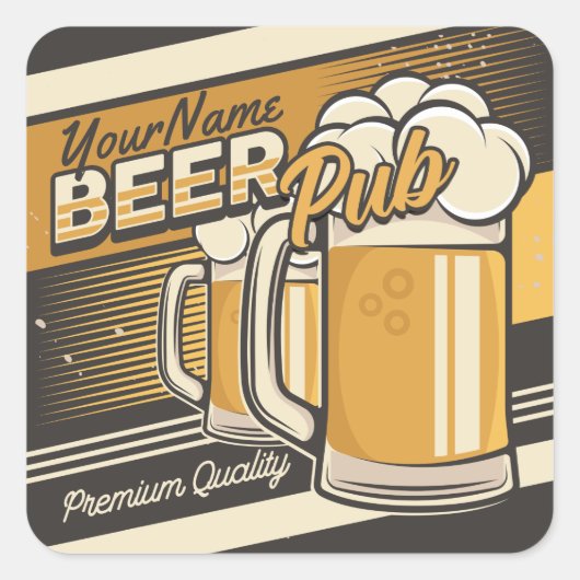 Aangepaste Premium - Mok voor koude bier - Pub Bar Vierkante Sticker (Voorkant)