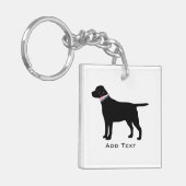 Aangepaste Preppy Black Dog Lab Silhouette Sleutelhanger (Voorkant Links)