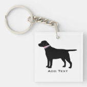 Aangepaste Preppy Black Dog Lab Silhouette Sleutelhanger (Voorkant)