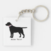 Aangepaste Preppy Black Dog Lab Silhouette Sleutelhanger (Achterkant)