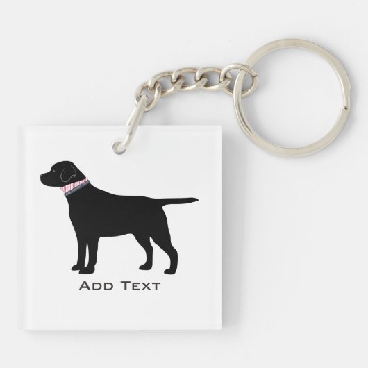 Aangepaste Preppy Black Dog Lab Silhouette Sleutelhanger (Achterkant)
