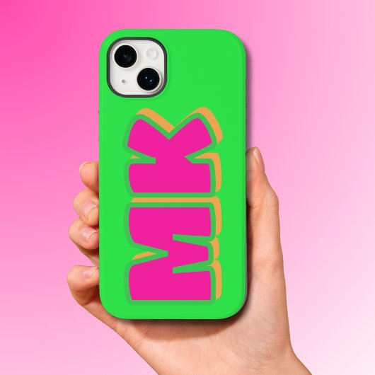 Aangepaste Preppy Green Monogram Slagschaduw Case-Mate iPhone Case