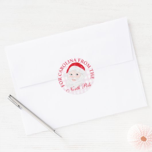 Aangepaste Preppy  Kerstcadeaus Ronde Sticker (Envelop)