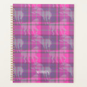 Aangepaste preppy roze paarse paardentartan planner (Voorkant)