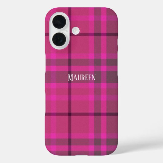 Aangepaste preppy roze & paarse plaid tartan Case-Mate iPhone case (Achterkant)