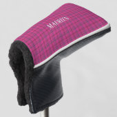 Aangepaste preppy roze & paarse plaid tartan putte golfheadcover (3/4 voorkant)