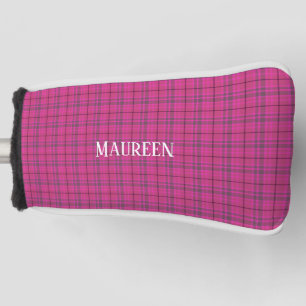Aangepaste preppy roze & paarse plaid tartan putte golfheadcover