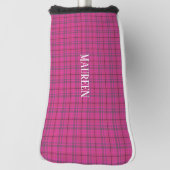 Aangepaste preppy roze & paarse plaid tartan putte golfheadcover (Draai 90)