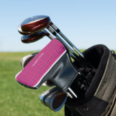 Aangepaste preppy roze & paarse plaid tartan putte golfheadcover (Insitu)