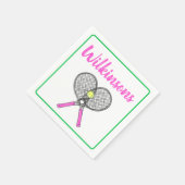 Aangepaste Preppy Roze Tennis Racquets Cocktail Pa Servet (Hoek)