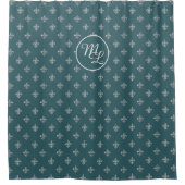 Aangepaste preppy turquoise Fleur de Lis Douchegordijn (Voorkant)