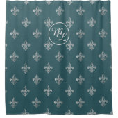 Aangepaste preppy turquoise Fleur de Lis Douchegordijn (Voorkant)