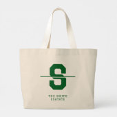 Aangepaste Preppy Varsity Gespleten Monogram & Naa Grote Tote Bag (Achterkant)