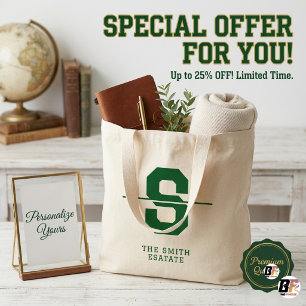 Aangepaste Preppy Varsity Gespleten Monogram & Naa Grote Tote Bag