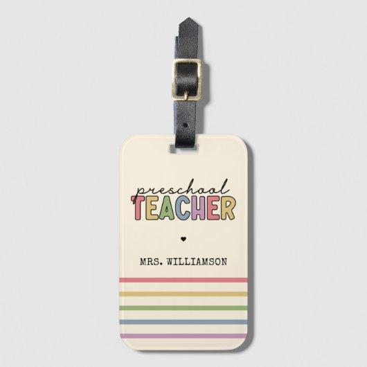 Aangepaste preschoolleraar persoonlijke cadeaus bagagelabel (Voorkant (verticaal))