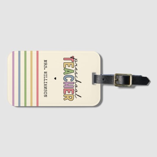 Aangepaste preschoolleraar persoonlijke cadeaus bagagelabel (Voorkant (horizontaal))