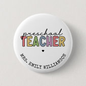 Aangepaste preschoolleraar persoonlijke cadeaus ronde button 5,7 cm (Voorkant)