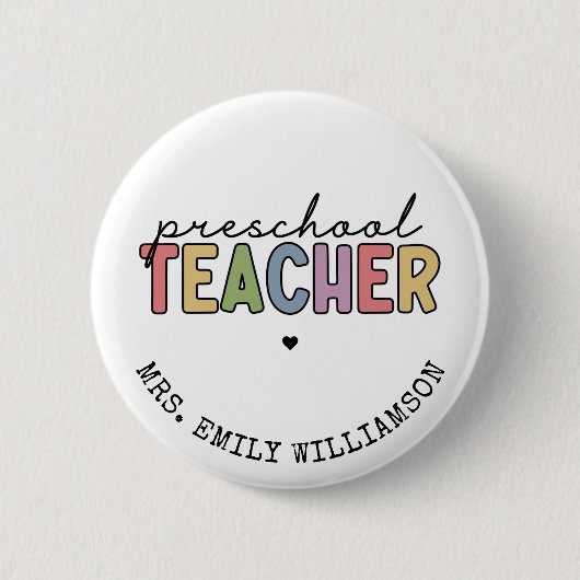 Aangepaste preschoolleraar persoonlijke cadeaus ronde button 5,7 cm (Voorkant)