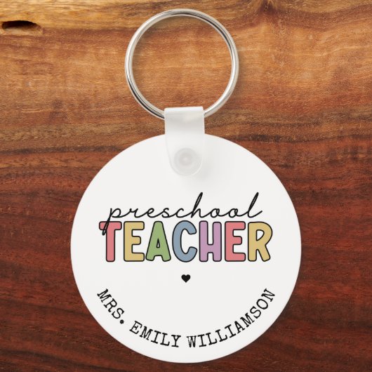 Aangepaste preschoolleraar persoonlijke cadeaus sleutelhanger (Voorkant)