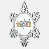 Aangepaste preschoolleraar persoonlijke cadeaus tin sneeuwvlok ornament (Rechts)