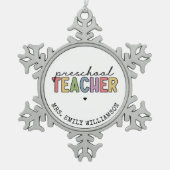 Aangepaste preschoolleraar persoonlijke cadeaus tin sneeuwvlok ornament (Voorkant)