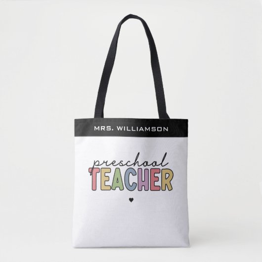 Aangepaste preschoolleraar persoonlijke cadeaus tote bag (Voorkant)