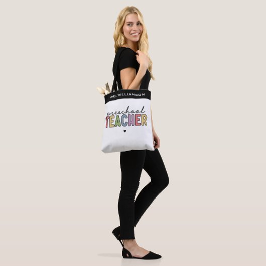 Aangepaste preschoolleraar persoonlijke cadeaus tote bag (Op model)