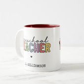 Aangepaste preschoolleraar persoonlijke cadeaus tweekleurige koffiemok (Voorkant links)