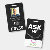 Aangepaste PRESS - Fotopas- Naam ID ID-badge Badge (Voor- en achterkant)
