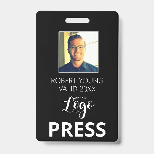 Aangepaste PRESS - Fotopas- Naam ID ID-badge Badge (Voorzijde)