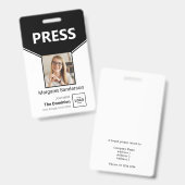 Aangepaste Press ID-badge met foto- en QR-code Badge (Voor- en achterkant)