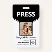 Aangepaste Press ID-badge met foto- en QR-code Badge (Voorkant)